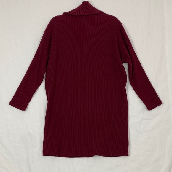 GAP Turtleneck Sweater Dress Ribbed Knit Maroon - Picture 2 of 7
